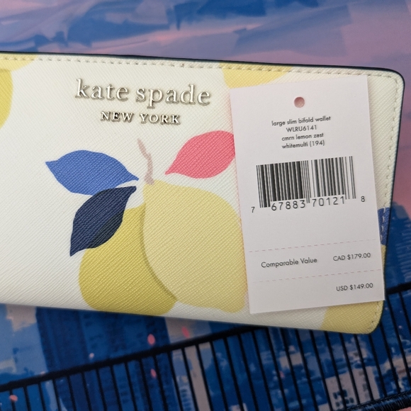 Kate Spade cameron lemon zest large slim bifold wallet - Picture 4 of 4